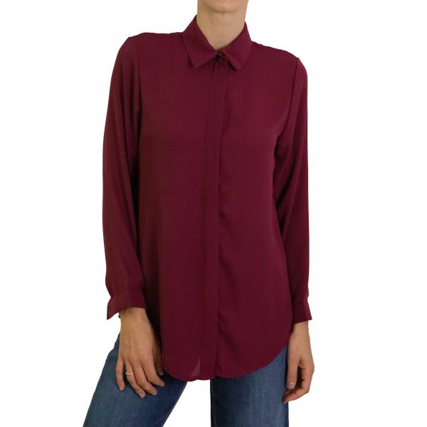 Camicia tinta unita con colletto e bottoni 